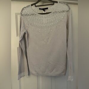 White House Black Market Embellished Lace Yoke Sweater NWT